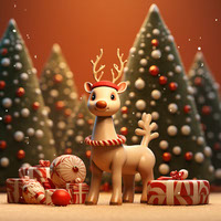 New year themed 3D rendering reindeer