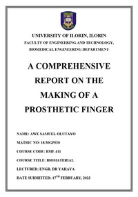Making of Prosthetic Finger