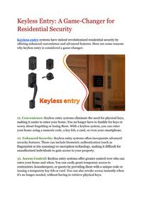 Locksmith Keyless Entry Service