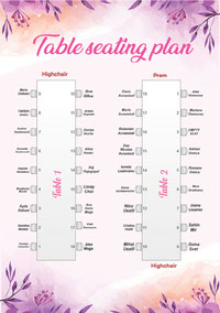 A1 Table Seating Plan Template