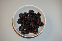 Ebony Elegance Blackberries in Alabaster Embrace by Raju C Reddy