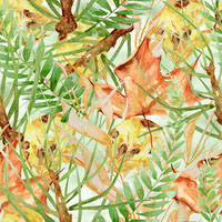 Forest watercolor seamless pattern