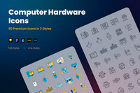 50 Computer Hardware Icons - Dual Style