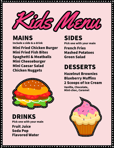 Kids menu pictures hotsell