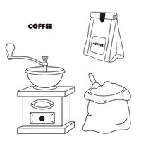 Coffee 69 line art illustrations isolated PSD PNG
