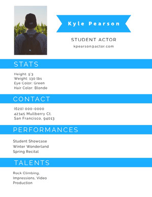 Free Acting Resume Templates Adobe Spark