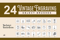 24 Vintage Engraving Object Brushes
