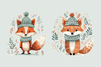 Cute Fox Illustration with Winter Ornaments