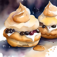 National Cream Puff Day B - January 2 - Watercolors and Pen