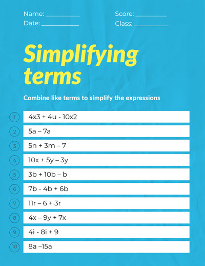 Free Math Worksheet Templates
