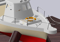 Perspectiva frontal modelo barco costero