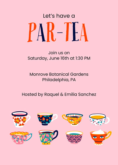 Free Tea Party Invitation Templates | Adobe Express
