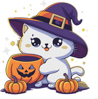 Halloween Cute Cate with Pumkin