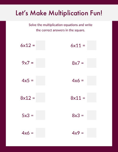 Free Math Worksheet Templates