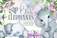 Watercolor Baby Elephants