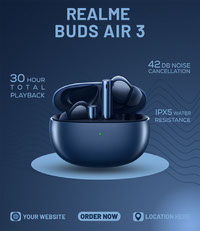 Wireless Earbuds Social Media Poster Design Template Free Download