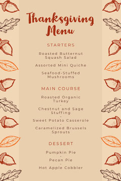 Customizable Thanksgiving Menu Templates Adobe Spark
