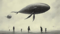 whales floating above humans