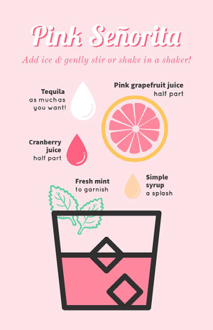 Pink and Black Shake Recipe Poster Infographics Video