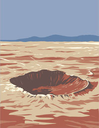 Meteor Crater or Barringer Crater Coconino County Northern Arizona USA WPA Art Poster