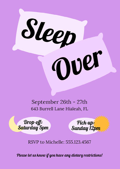 Sleepover invitations top