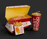 Fast Food Box Set Mockup