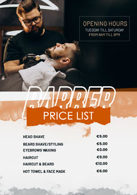 Barber shop price list design