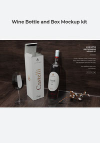 Wine bottle and box mockup kit