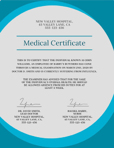 fake medical certificate template download