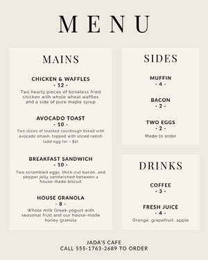 restaurant menu image