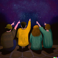 AI generated - Frinds looking at the stars