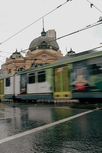 Flinders St Station and Tram