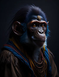Captivating Portrait of a Monkey in Native Indian Attire