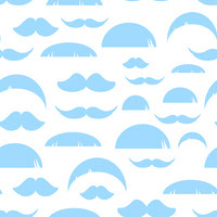 Blue mustache seamless pattern