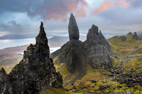 The Old Man of Storr drone view on Scotlands Isle of Skye Scotland