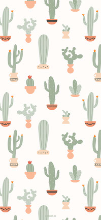 Illustrated Cactus Wallpaper Set Pink Theme