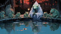 toad priest and lessons by the pond