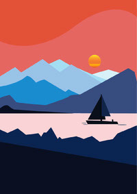 Sun Set Sea View Illustration