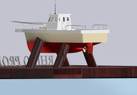 Vista posterior modelo barco costero