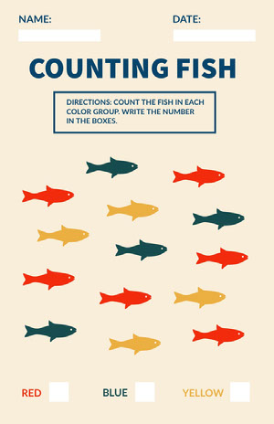 Preschool fish math worksheets