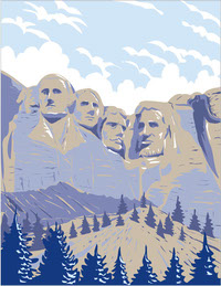 Mount Rushmore National Memorial Shrine of Democracy South Dakota USA WPA Art Poster