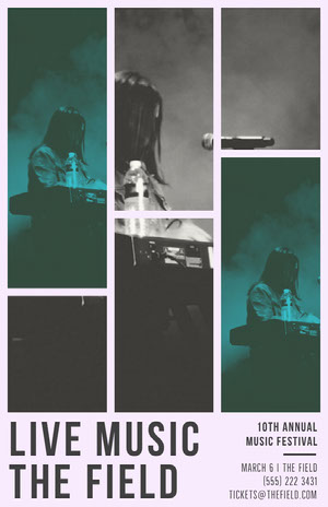 White Black and Blue Festival Collage Poster