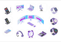 Isometric Electronic Tech Icons Pack
