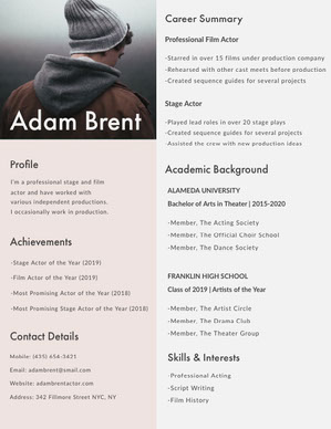 Gratis Acteer Cv Sjablonen Adobe Spark