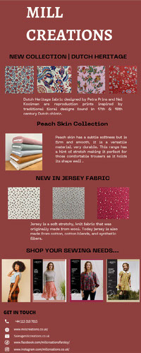 Sewing Patterns Fabrics Machines and Haberdashery Mill Creations