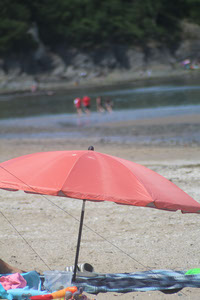 An umbrella on the beach
