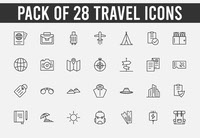 pack of 28 travel icons