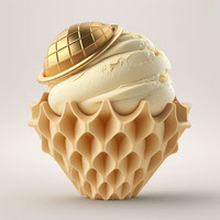 Ice cream packaging gold vanilla ball waffle