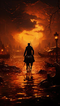 Silhouette Of Man Riding Horse