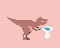 T-Rex brushing teeth